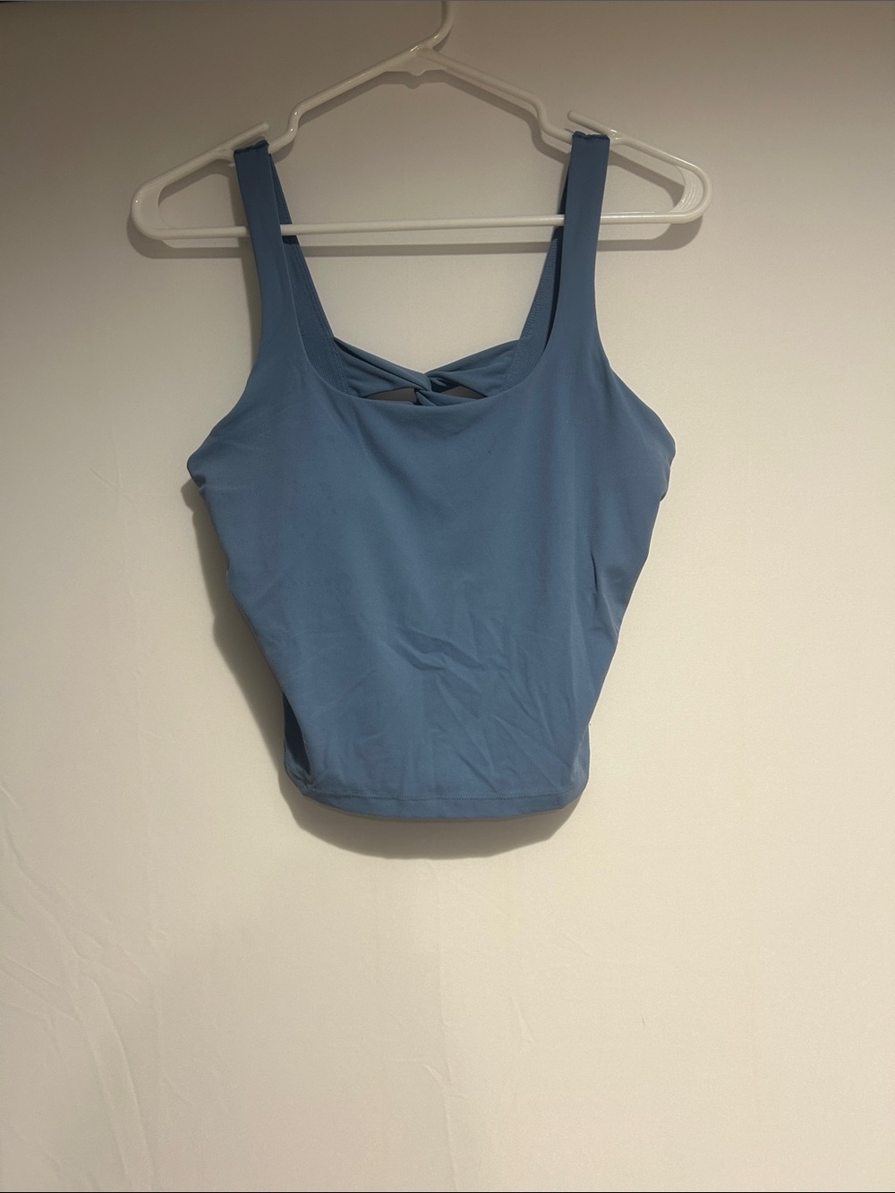 all in motion Dusty Blue Cropped Twist-Back Camisole